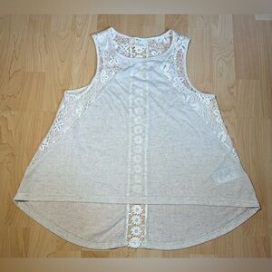 Pins and Needles - Women’s Tank Top Long Back Hem and Lace Accents